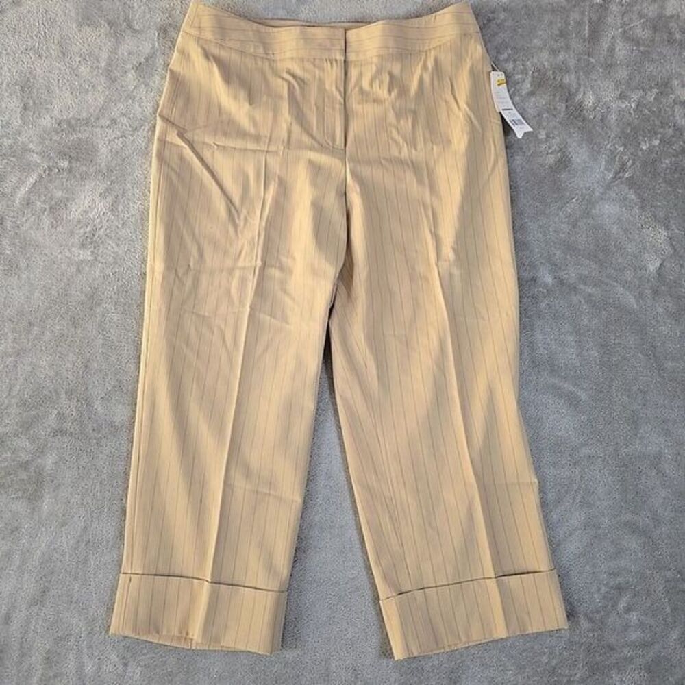 APT 9 Womens Pants 14 Beige Stretch Crop Zipper Closure Cuffed Preppy Workwear